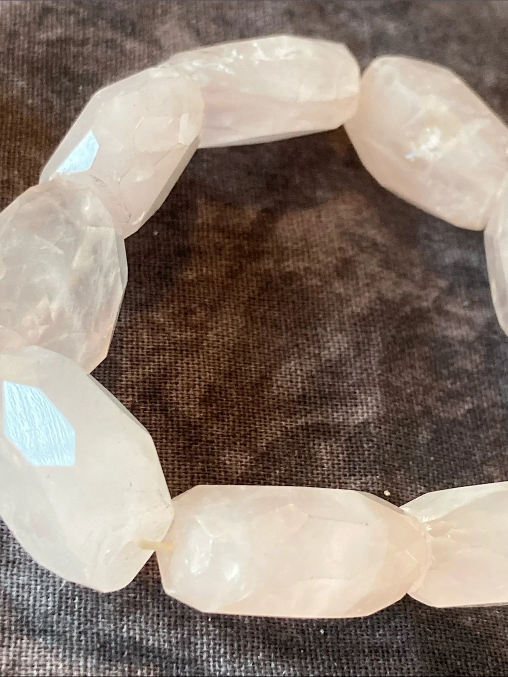 Rose Quartz and Pale Yellow Bead Stretch Bracelet Set